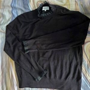 Pose Black Ruffle Mock Neck Sweater